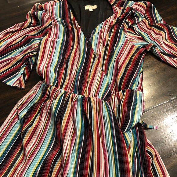 Camila Coelho Violetta Wrap Dress in Multi Stripe xL - Picture 2 of 7